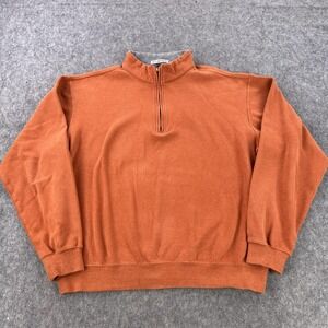 Peter Millar Sweater Mens Medium Orange Cotton Quarter Zip Pullover Casual